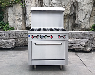 RGR36 Cocina comercial de gas de 6 quemadores con horno